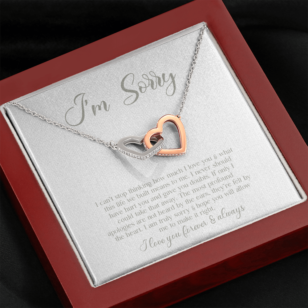 sorrry Mom daughter 2 trai tim necklace