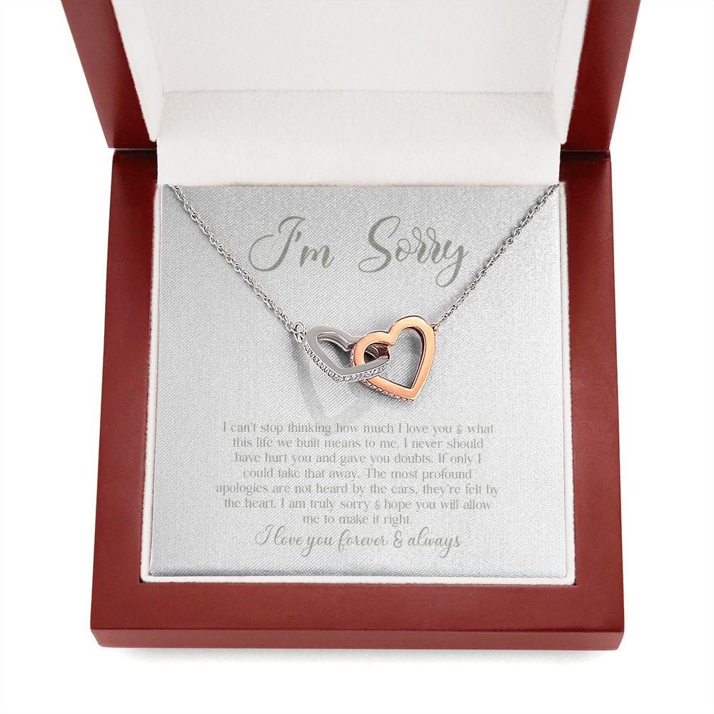 sorrry Mom daughter 2 trai tim necklace