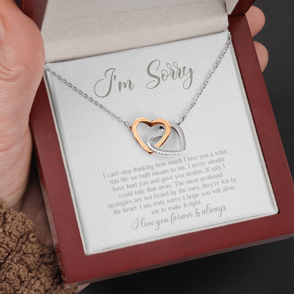 sorrry Mom daughter 2 trai tim necklace