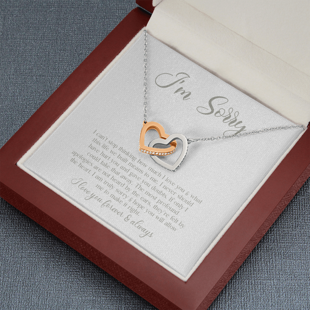 sorrry Mom daughter 2 trai tim necklace