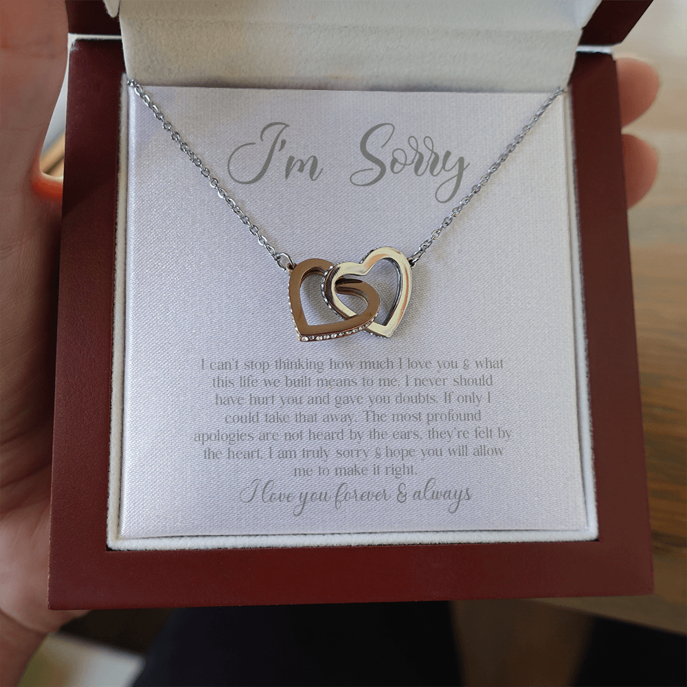 sorrry Mom daughter 2 trai tim necklace