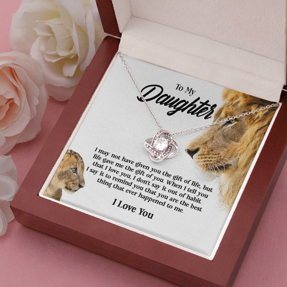 Gifts To My Daughter This Old Lion Will Always Have Your Back Interlocking Heart Necklace Daughter Necklace From Dad - Daughter Gifts Jewelry Includes Gift Box 5 Love Knot Necklaces With Box Card 001