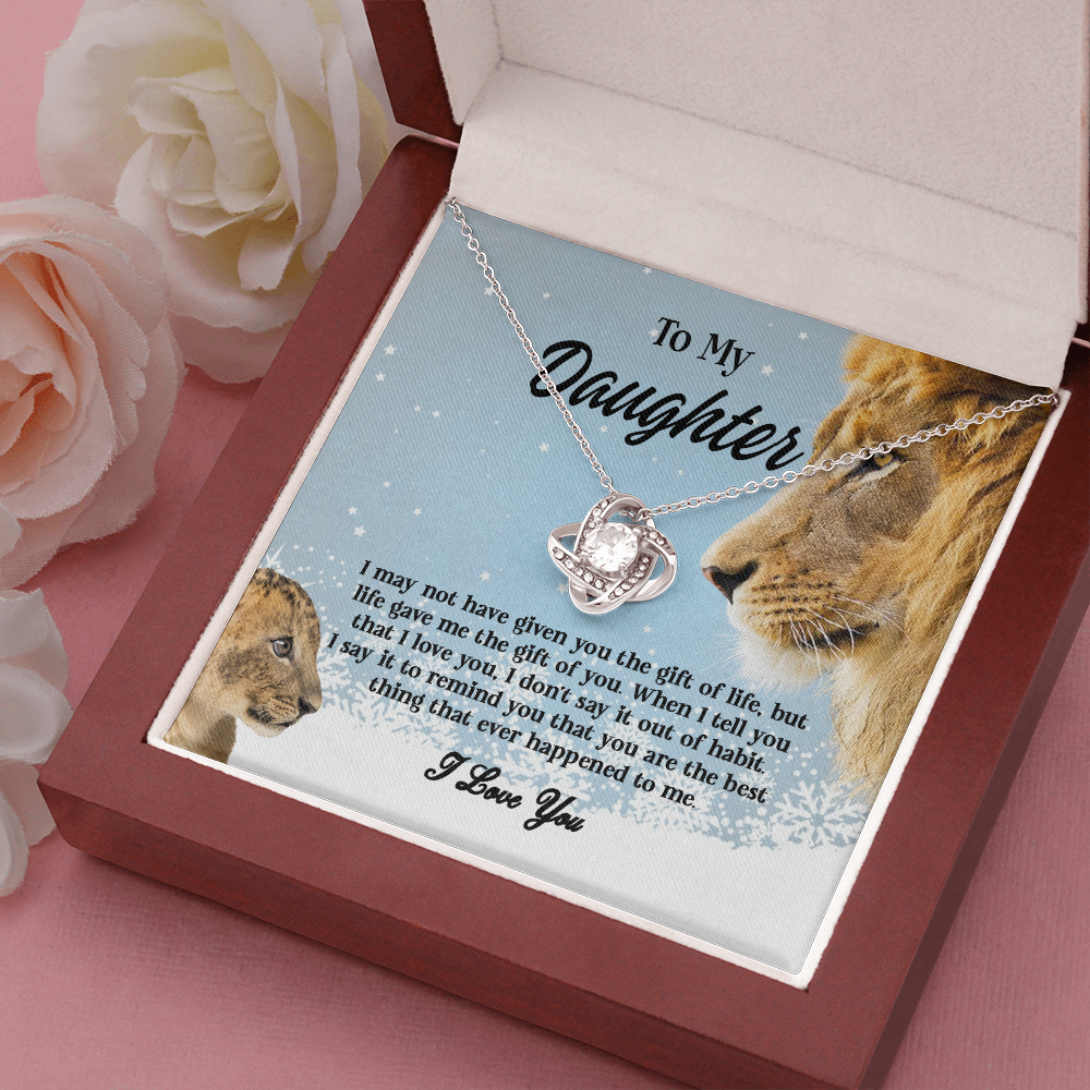 Gifts To My Daughter This Old Lion Will Always Have Your Back Interlocking Heart Necklace Daughter Necklace From Dad - Daughter Gifts Jewelry Includes Gift Box 1 Love Knot Necklaces With Box Card 001