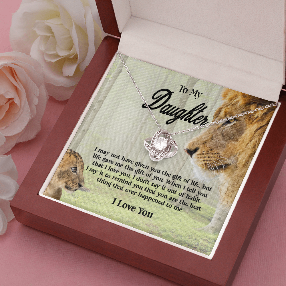 Gifts To My Daughter This Old Lion Will Always Have Your Back Interlocking Heart Necklace Daughter Necklace From Dad - Daughter Gifts Jewelry Includes Gift Box 2 Love Knot Necklaces With Box Card 001