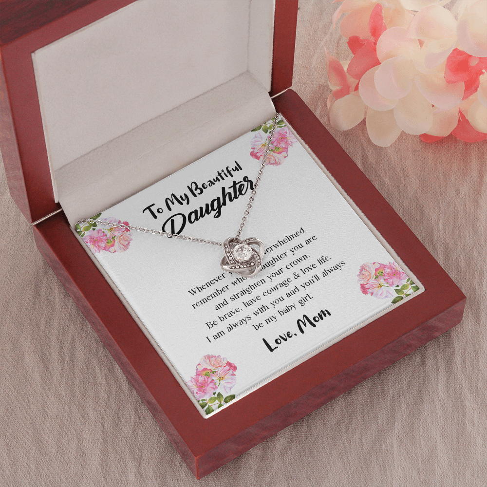To My Beautiful Daughter Love Knot Necklace, Gift For Daughter From Mom, Necklace For Daughters Daughter Necklaces From Mom With Jewelry To My Knot Women Love Mother Gift A Neclaces Be Love Knot Necklaces With Box Card 001