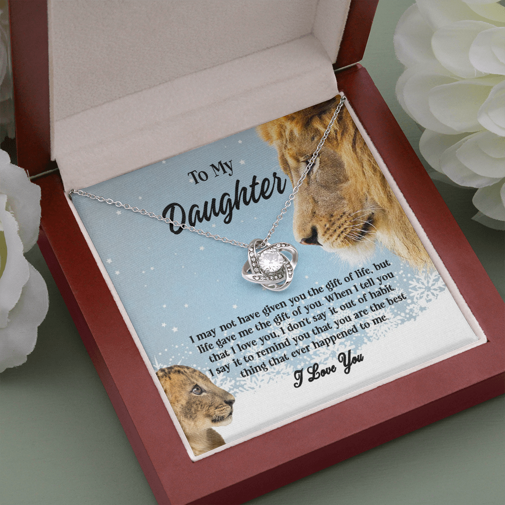 Gifts To My Daughter This Old Lion Will Always Have Your Back Interlocking Heart Necklace Daughter Necklace From Dad - Daughter Gifts Jewelry Includes Gift Box 1 Love Knot Necklaces With Box Card 001