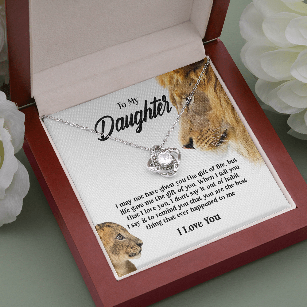 Gifts To My Daughter This Old Lion Will Always Have Your Back Interlocking Heart Necklace Daughter Necklace From Dad - Daughter Gifts Jewelry Includes Gift Box 5 Love Knot Necklaces With Box Card 001