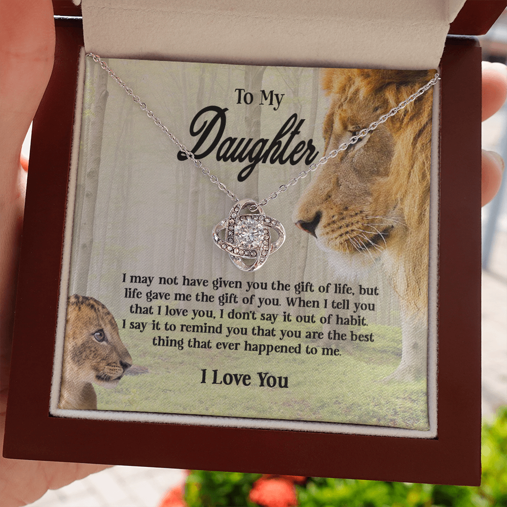 Gifts To My Daughter This Old Lion Will Always Have Your Back Interlocking Heart Necklace Daughter Necklace From Dad - Daughter Gifts Jewelry Includes Gift Box 2 Love Knot Necklaces With Box Card 001
