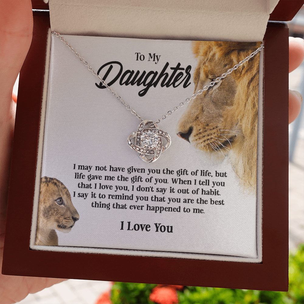 Gifts To My Daughter This Old Lion Will Always Have Your Back Interlocking Heart Necklace Daughter Necklace From Dad - Daughter Gifts Jewelry Includes Gift Box 5 Love Knot Necklaces With Box Card 001