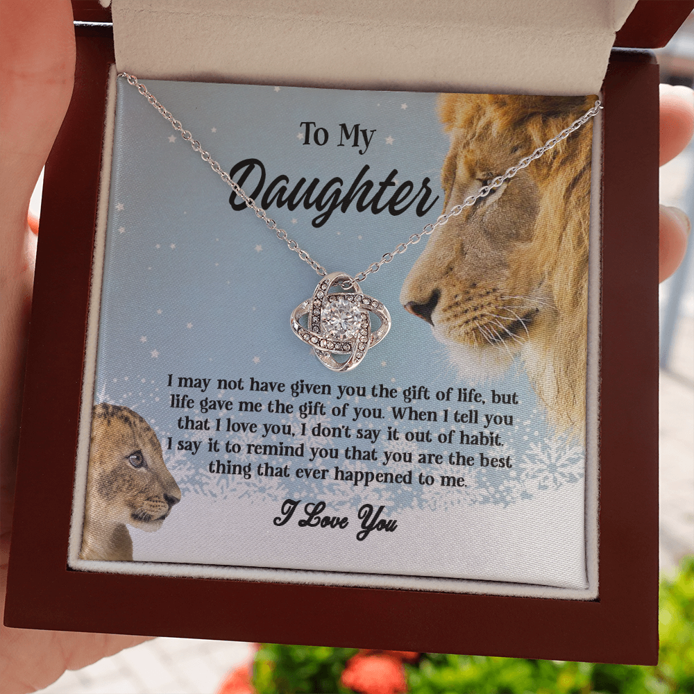 Gifts To My Daughter This Old Lion Will Always Have Your Back Interlocking Heart Necklace Daughter Necklace From Dad - Daughter Gifts Jewelry Includes Gift Box 1 Love Knot Necklaces With Box Card 001
