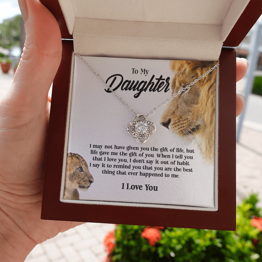 Gifts To My Daughter This Old Lion Will Always Have Your Back Interlocking Heart Necklace Daughter Necklace From Dad - Daughter Gifts Jewelry Includes Gift Box 5 Love Knot Necklaces With Box Card 001