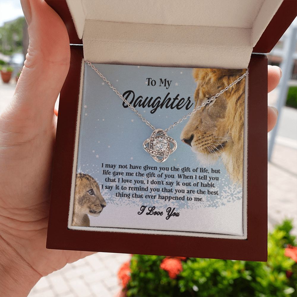Gifts To My Daughter This Old Lion Will Always Have Your Back Interlocking Heart Necklace Daughter Necklace From Dad - Daughter Gifts Jewelry Includes Gift Box 1 Love Knot Necklaces With Box Card 001