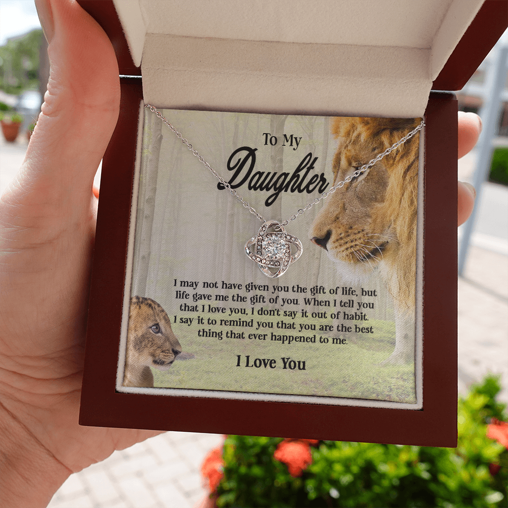 Gifts To My Daughter This Old Lion Will Always Have Your Back Interlocking Heart Necklace Daughter Necklace From Dad - Daughter Gifts Jewelry Includes Gift Box 2 Love Knot Necklaces With Box Card 001