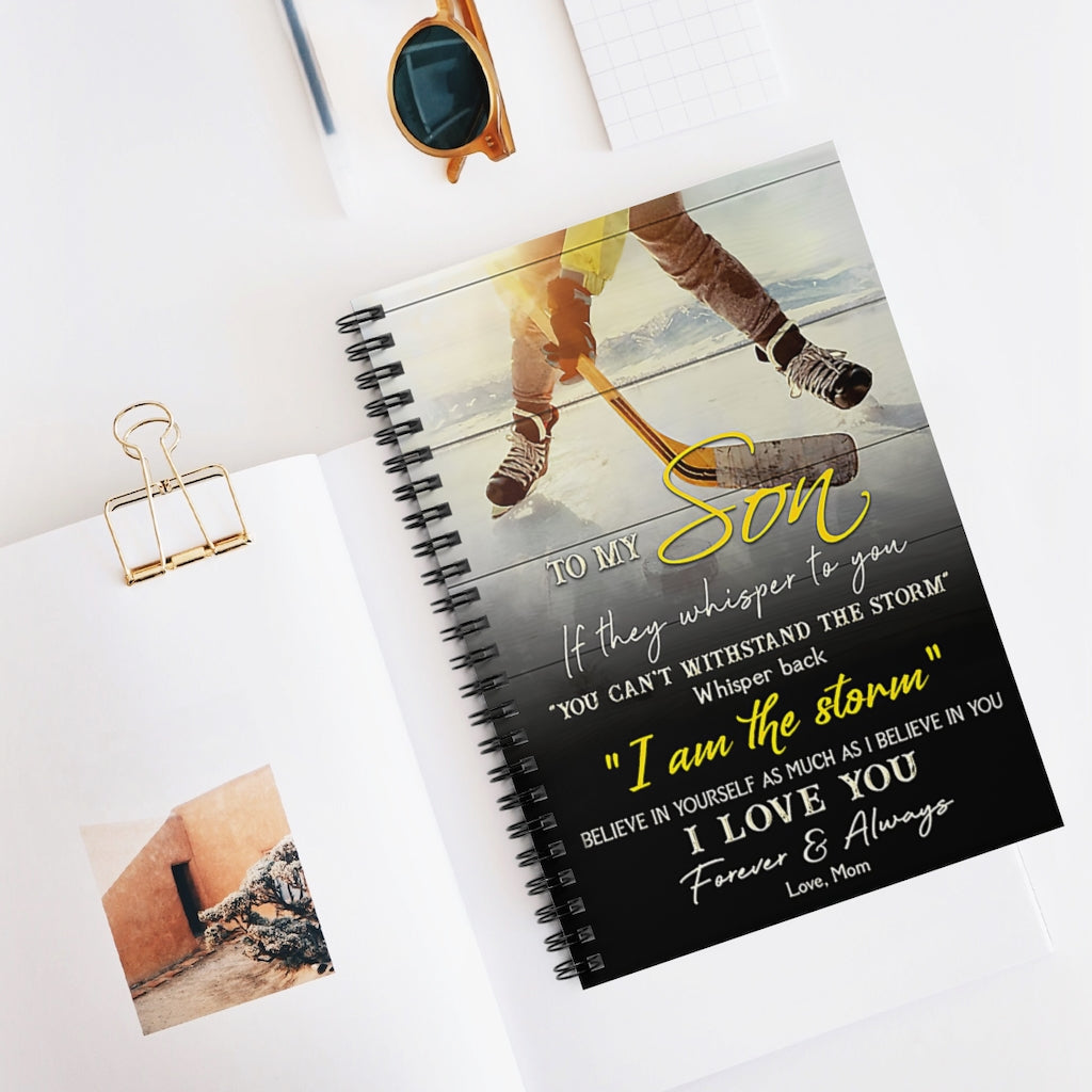 Spiral Notebook Hockey To My Son I Love You Vertical Spiral Bound Notebook 6x8 for Writing Mum Gift Perfect for Office Home School Business Writing & Note Taking