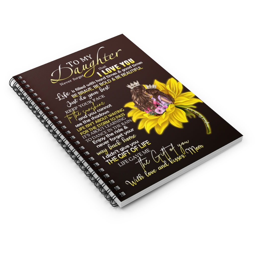 Spiral Notebook Personalized to My Daughter Love from Mom Sunflower Notebook Gifts for Daughter Ruled Line