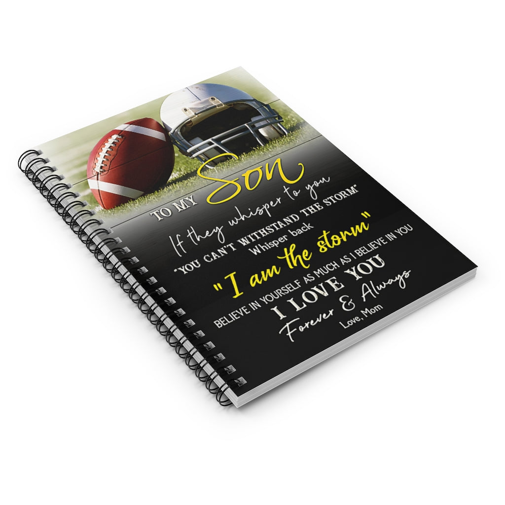 Spiral Notebook Football To My Son I Love You Vertical Classic Ruled Notebook/Journal For Office, Students, School Supplies Writing Notebook 118 Pages