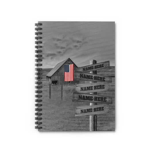 Gifts Personalized American Barn Multi - Names Premium Notebook - Street Signs Customized with Names - Spiral Notebook - Ruled Line