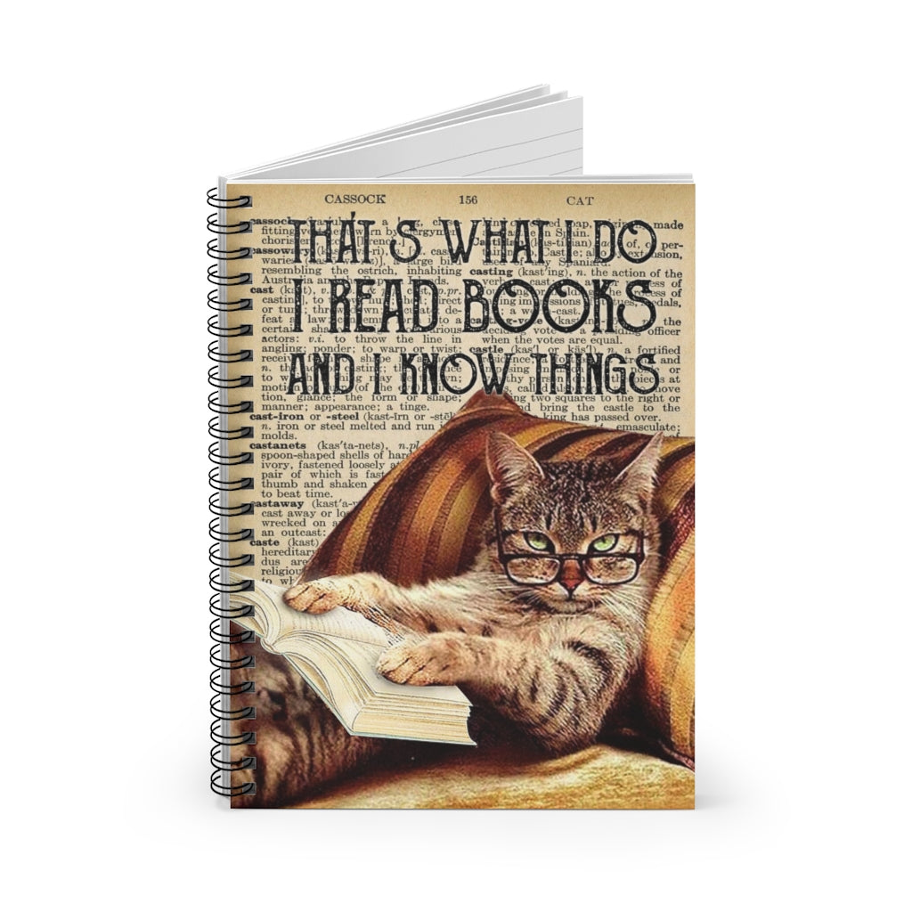 Spiral Notebook - Ruled Line Art Catt  That's What I Do and I Know Things Poster, Catt Smoke -Wall Decoration-Signs for Home On Birthday