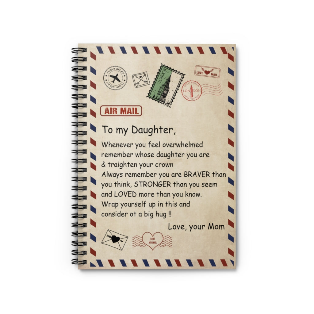 Air Mail to My Daughter Whenever You Feel Overwhelmed You are Braver Than You Think Stronger Than You Seem Vintage Stamp Notebook - Ruled Line