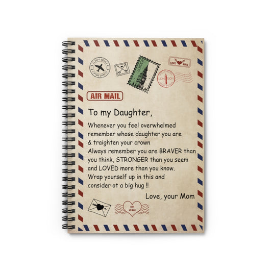 Air Mail to My Daughter Whenever You Feel Overwhelmed You are Braver Than You Think Stronger Than You Seem Vintage Stamp Notebook - Ruled Line