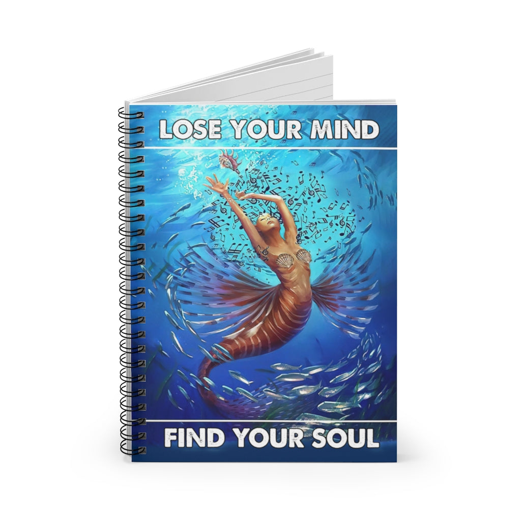 Vigifsana Composition Notebooks Mermaid and Music Lose Your Mind Find Your Soul Print Spiral Notebook Spiral Bound Notebook 6X8 for Writing Journal for Man - Woman Job Journal