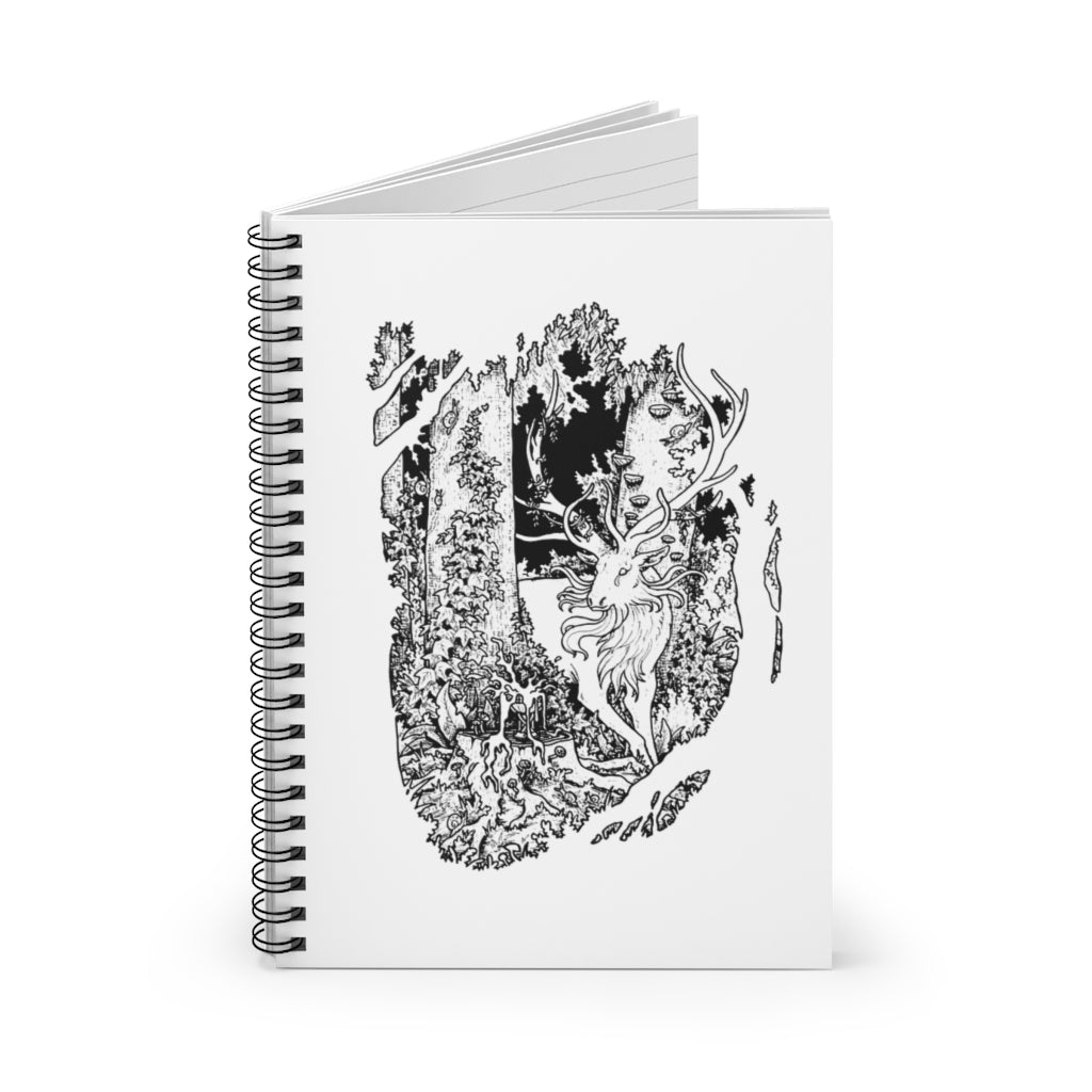 Spiral Notebook - Ruled Line Holy Grail Inspirational Fantasy Animal Gift Surreal Enchanted Fairytale Art Print  Black and White