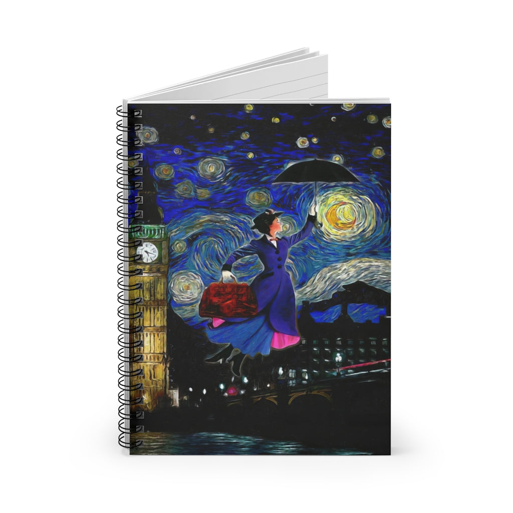 Vigifsana Composition Notebooks Mary Poppins Starry Night Spiral Notebook Spiral Bound Notebook 6X8 for Writing Family Friend Gift Unisex Journal for Man - Woman