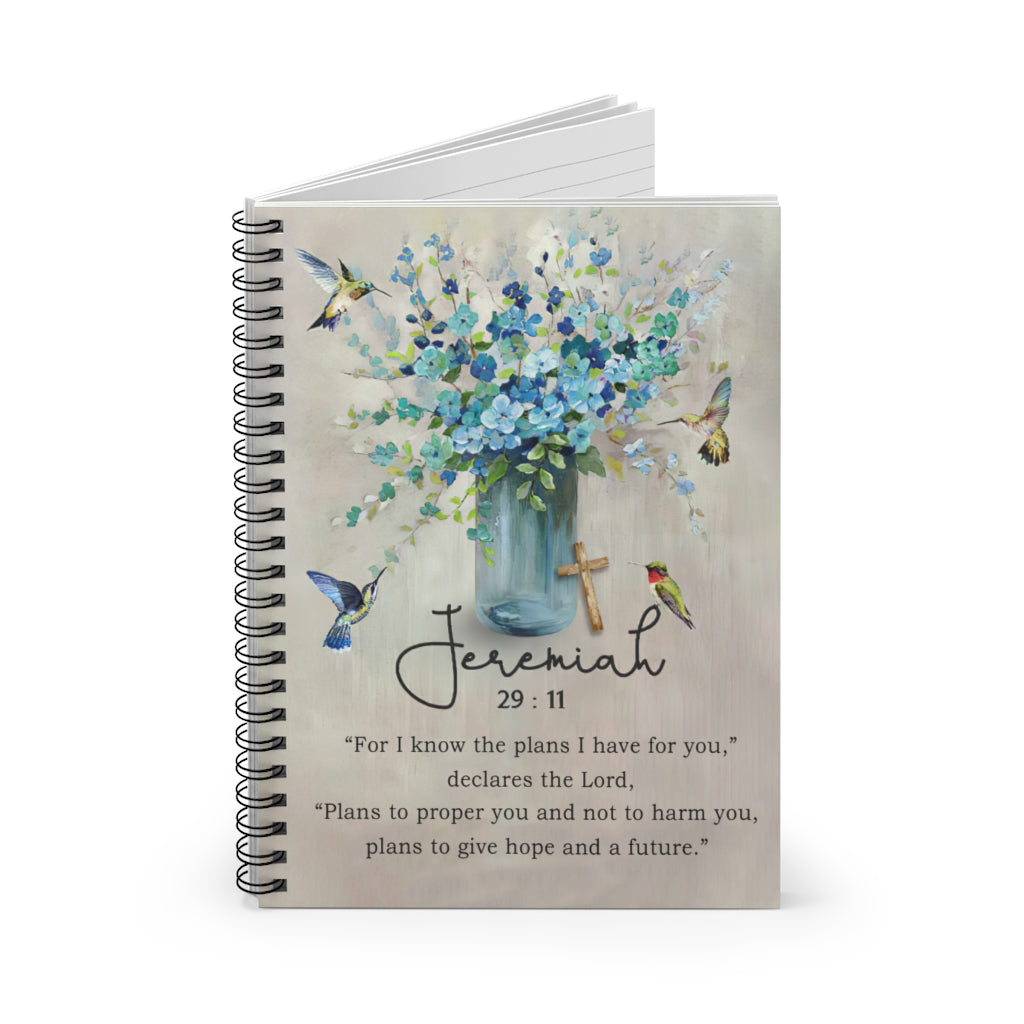 Vigifsana Paper Lined Journal Jeremiah 29 11 Hummingbird Spiral Notebook College Ruled Paper, 118 Sheets, Baby Journal Personalized Gift Journal for Woman