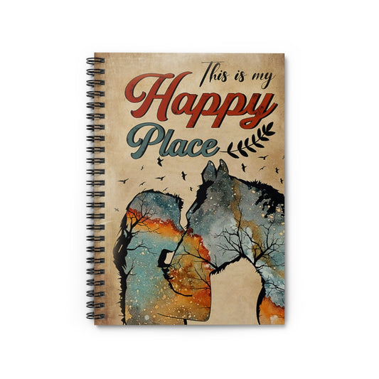 Spiral Notebook Horse Girl This Is My Happy Place Vertical Poster Personalized Gift Stationery Gift Mum Gift Home School Supplies for College Students