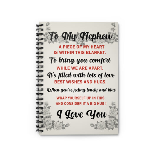 Spiral Notebook To My Nephew- I Love You- Gift for Nephew Ruled Line New Parents Gift Ideas  Baby Journal  Keepsake Spiral Notebook