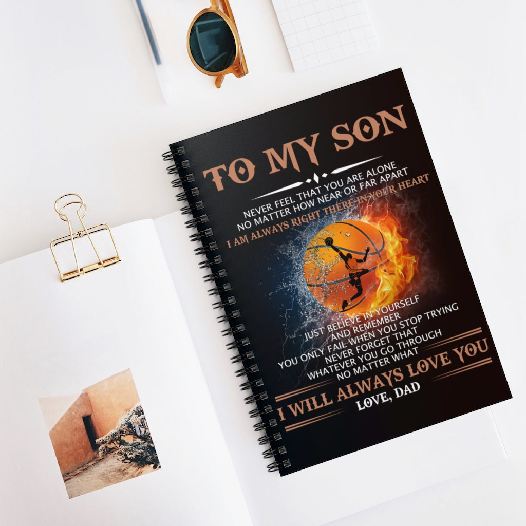 Spiral Notebook - Ruled Line Personalized to My Son Just Believe in Yourself Love from Dad Fleece Sherpa Woven Gifts for Son Arctic