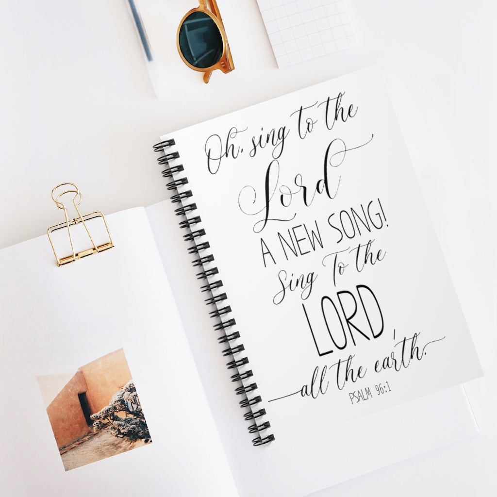 College Rule Sing To The Lord A New Song, Psalm 961, Bible Verse Printable, Housewarming Gift, Christian Gifts, Scripture Print Kids Spiral Notebook For Office, Students, School Supplies Personalized