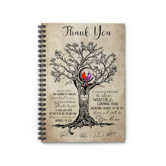 Spiral Notebook Custom Notebook Thank You Cardinal, Signs for Home, Vintage Gifts On Birthday
