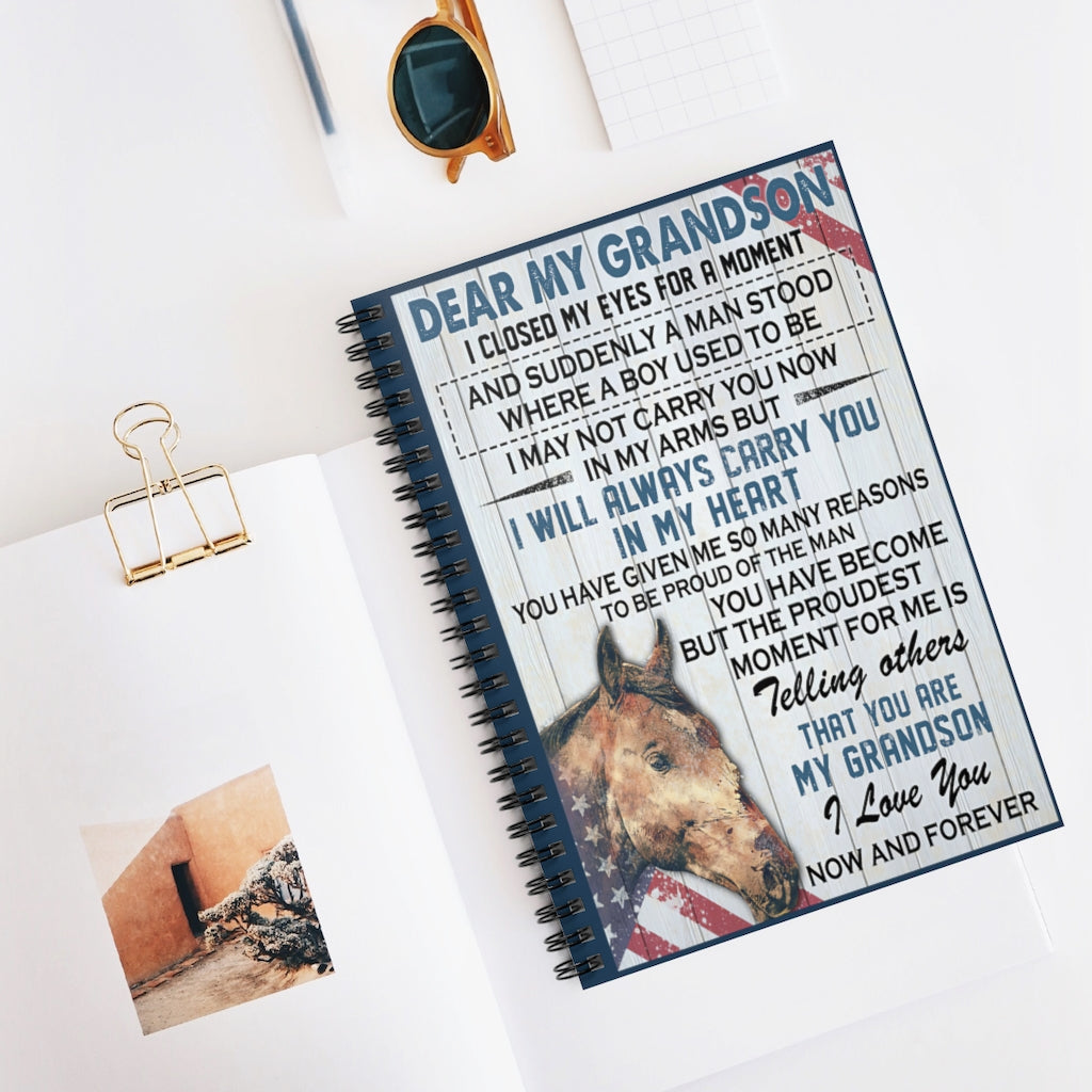 Spiral Notebook Dear My Grandson I Love You Now And Forever Premium Gift Family Awesome On Birthday Vintage Signs Gifts Motivational gift Family Basics Wide Ruled