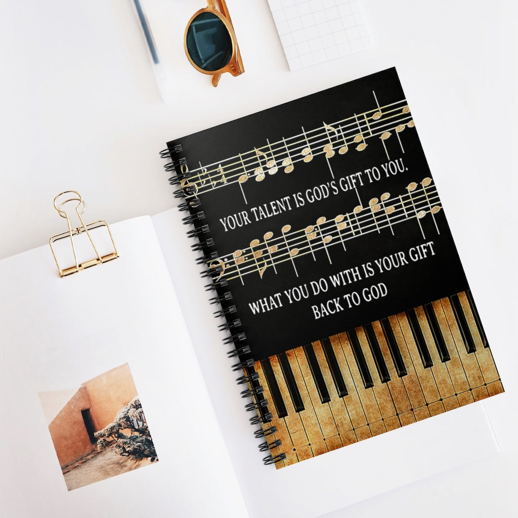 Spiral Notebook Your Talent Is God's Gifts to You, Music Poster, Vintage Music Poster, Music Gifts Idea, Piano Teacher Gifts Idea for Her, Him