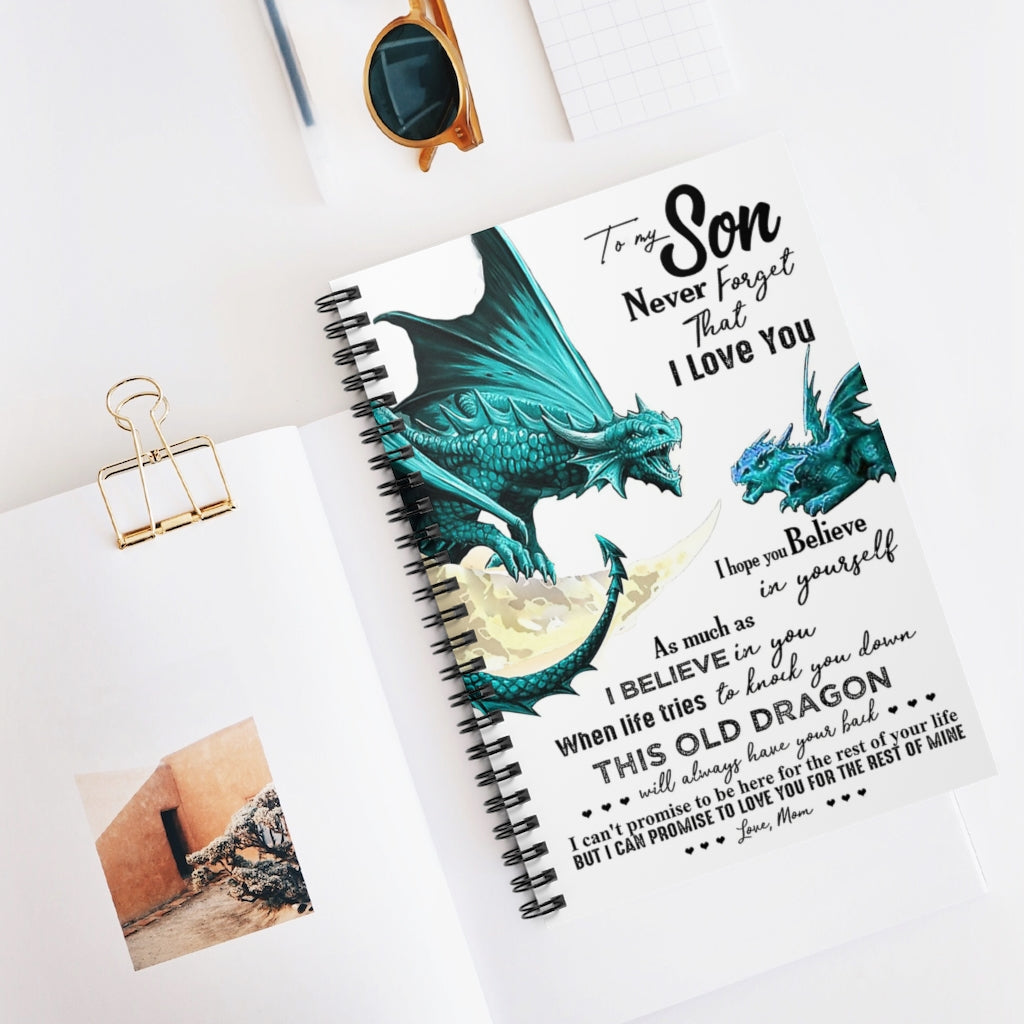 Spiral Notebook Mama And Baby Dinosaur To My Son Never Forget That I Love You Love Mom Personalized Gift Stationery Gift Family Friend Gift Unisex