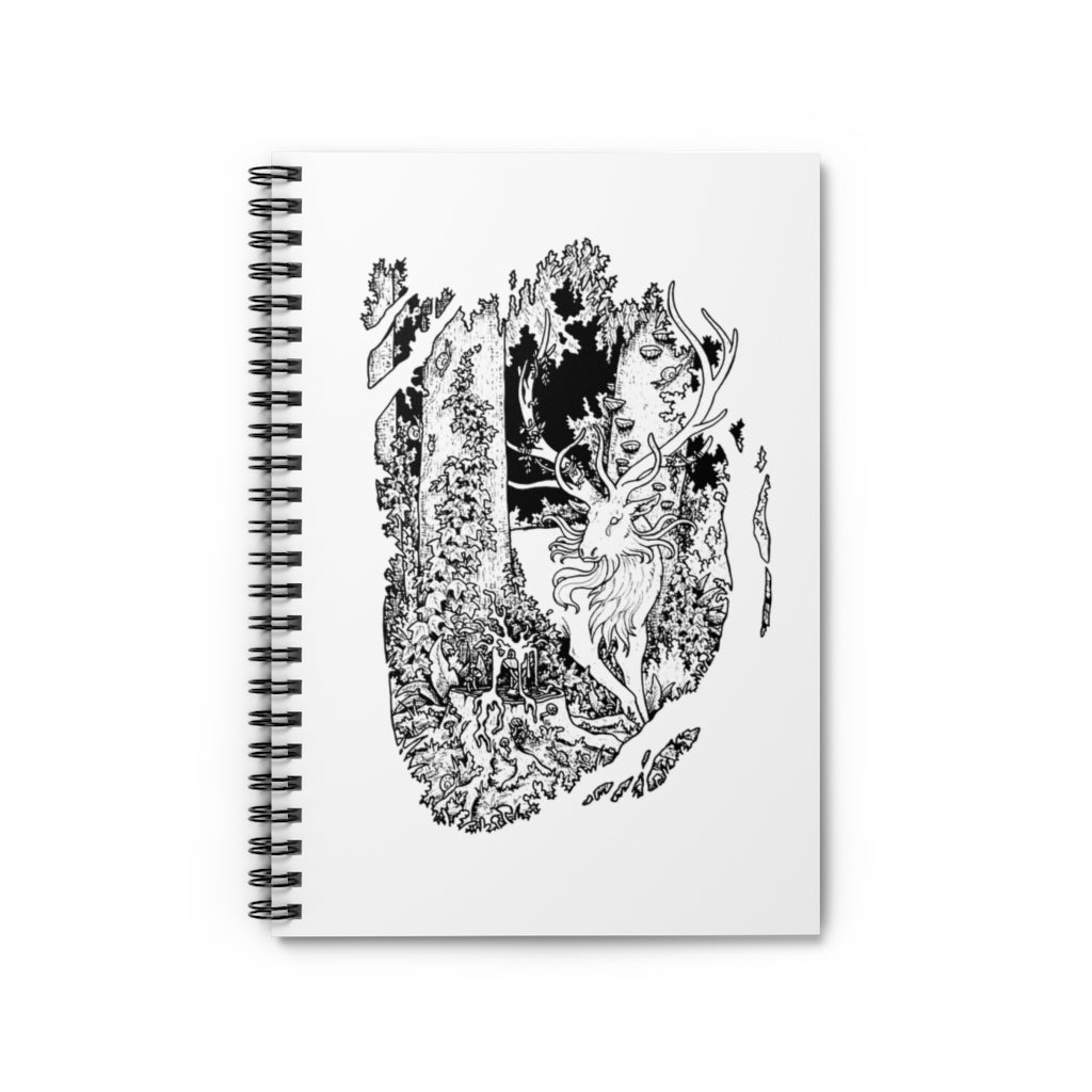 Spiral Notebook - Ruled Line Holy Grail Inspirational Fantasy Animal Gift Surreal Enchanted Fairytale Art Print  Black and White
