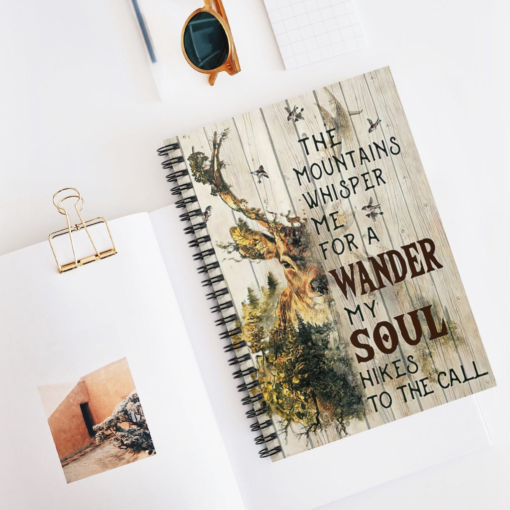 Vigifsana Paper Lined Journal The Mountains Whisper Me for A Wander My Soul Hikes to The Call Spiral Bound Notebook 6X8 for Writing - Gift - Business - Office - Party - School Supplies Job Journal