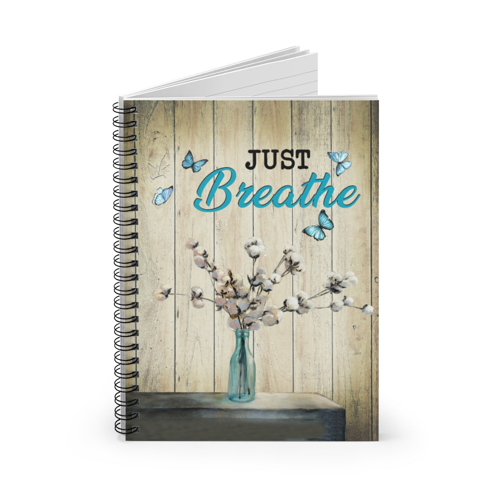 Spiral Notebook - Ruled Line Framed Art Gifts Cotton Flowers Just Breathe Canvas Wall Art Framed Anniversary Birthday Housewarming Gift Custom size Gifts Christmas, on Birthday