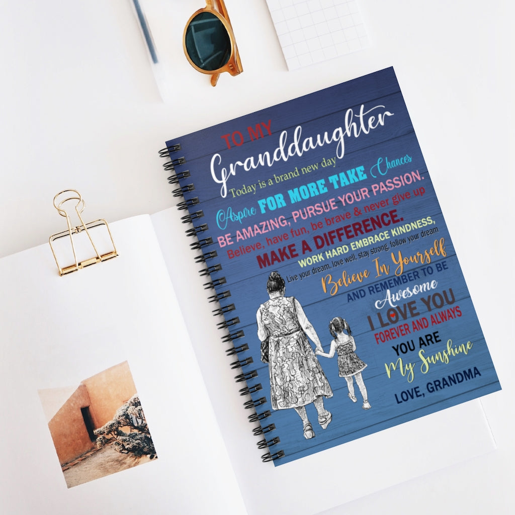 Spiral Notebook Gifts With Grandma To My Granddaughter I Love You  Optional Personalized Custom Ruled Line