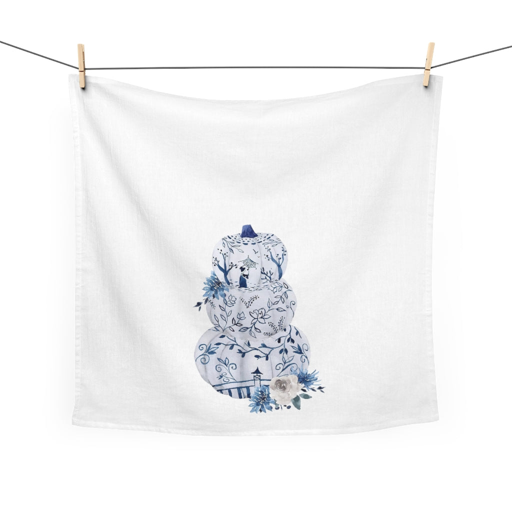 Kitchen Towel, Blue Floral Chinoiserie Tea Towel, Blue Chinoiserie Pumpkins, Blue Floral Decor, Kitchen Gift, Chinoiserie Kitchen Décor Drying Cloth Tea Towels for Cooking Baking