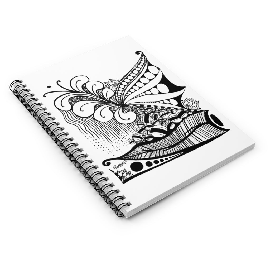 Spiral Notebook - Ruled Line Nature Zen Doodle - Original Ink Fine Art Drawing Awesome Happy Birthday Gift Meaningful Quote Inspirational Ideas