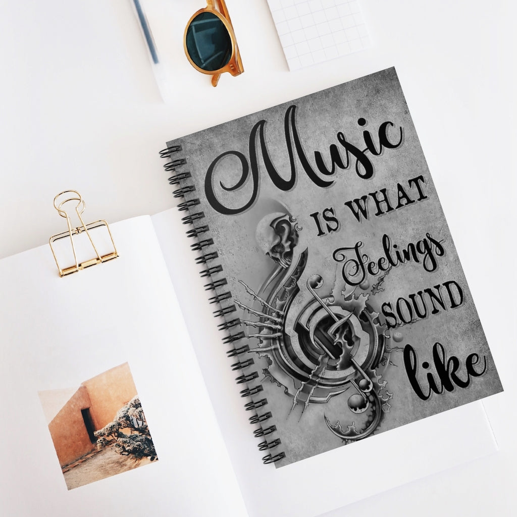 Vigifsana College Rule Music is What Feeling Skull Spiral Notebook Home School Supplies for College Students Meaningful Quote - Gift - Businessschool Supplies Job Journal