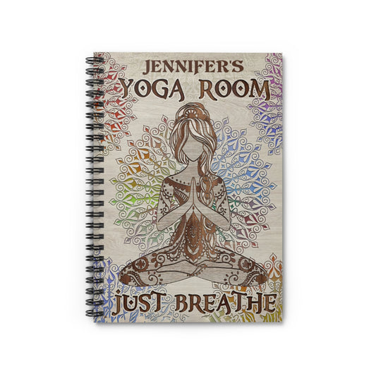Spiral Notebook Personalized Yoga Room Mandala Just Breathe Inspirational Ideas Premium Gift Family Awesome On Birthday