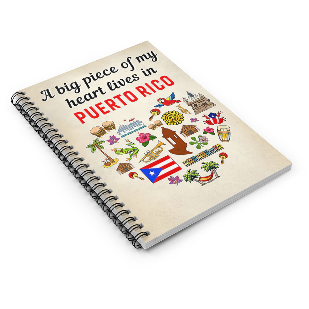 Spiral Notebook A Big Piece Of My Heart Lives In Puerto Rico New Parents College Ruled Paper 118 Sheets Gift Ideas Home School Supplies for College Students