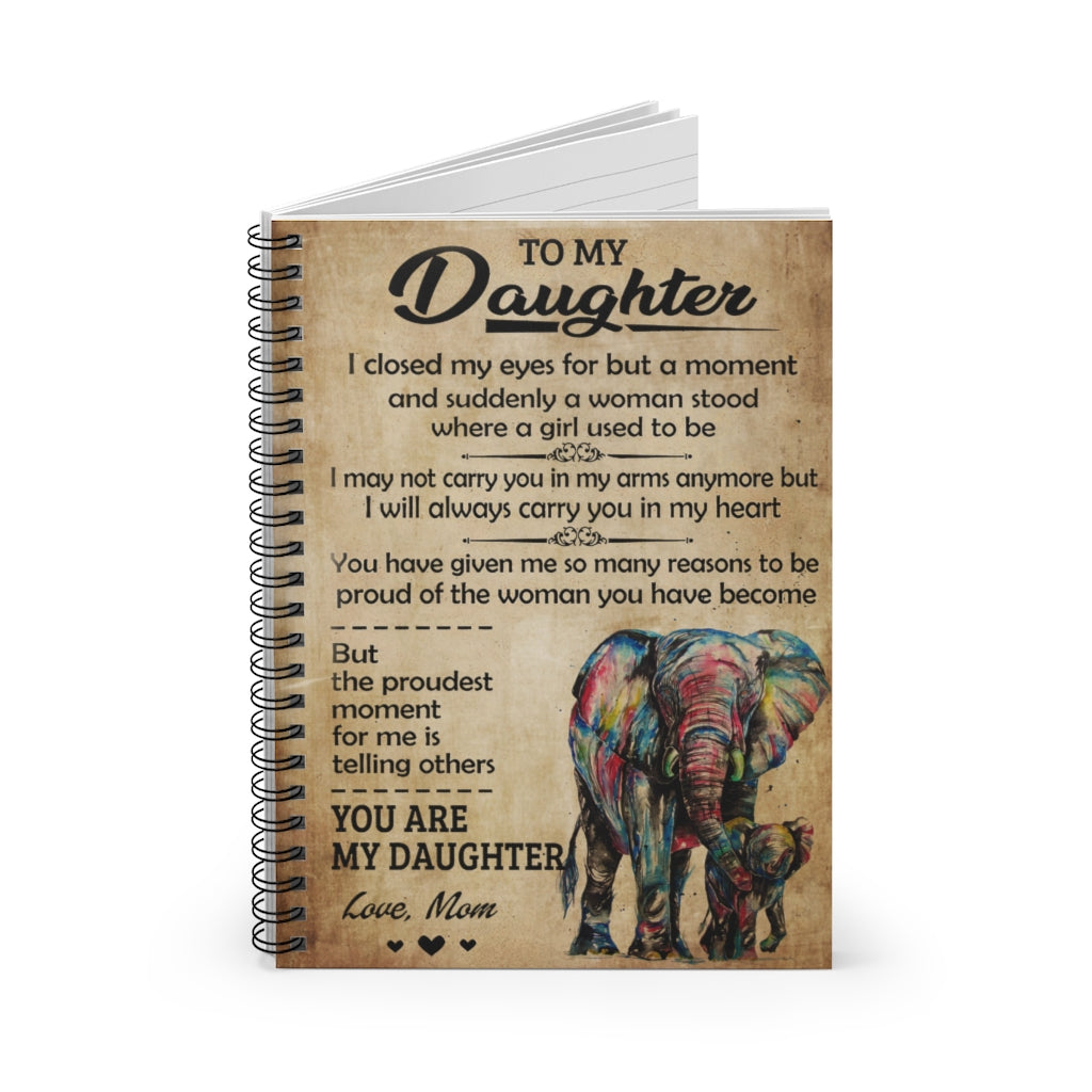 Spiral Notebook To My Daughter I Closed My Eyes Elephant Mom School Smart Spiral Subject College Ruled Notebook