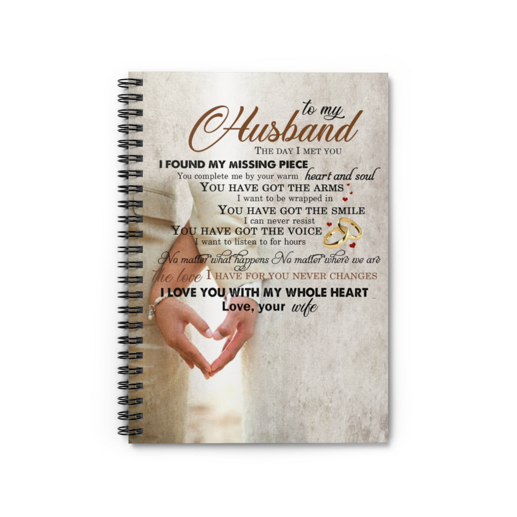 Spiral Notebook Customized Gifts to My Husband Hand in Hand I Love You Gift for Him On Christmas, Birthday