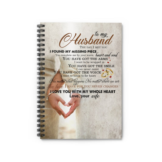 Spiral Notebook Customized Gifts to My Husband Hand in Hand I Love You Gift for Him On Christmas, Birthday