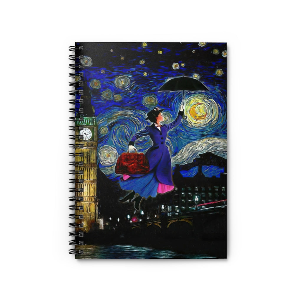 Vigifsana Composition Notebooks Mary Poppins Starry Night Spiral Notebook Spiral Bound Notebook 6X8 for Writing Family Friend Gift Unisex Journal for Man - Woman