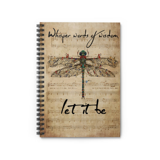 Spiral Notebook Music Sheet Let It Be Dragonfly Classic Ruled Notebook/Journal For Office, Students, School Supplies Writing Notebook 118 Pages
